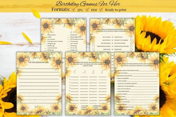 Download Sunflower Birthday Party Games Bundle - Party games bundle Collection