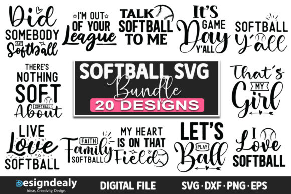 Download Softball SVG Bundle | 20 Designs - Softball svg bundle Collection