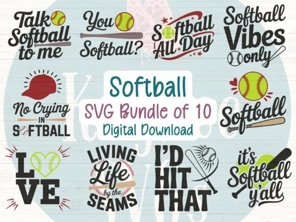 Download Softball SVG Bundle of 10 Designs - Softball svg bundle Collection